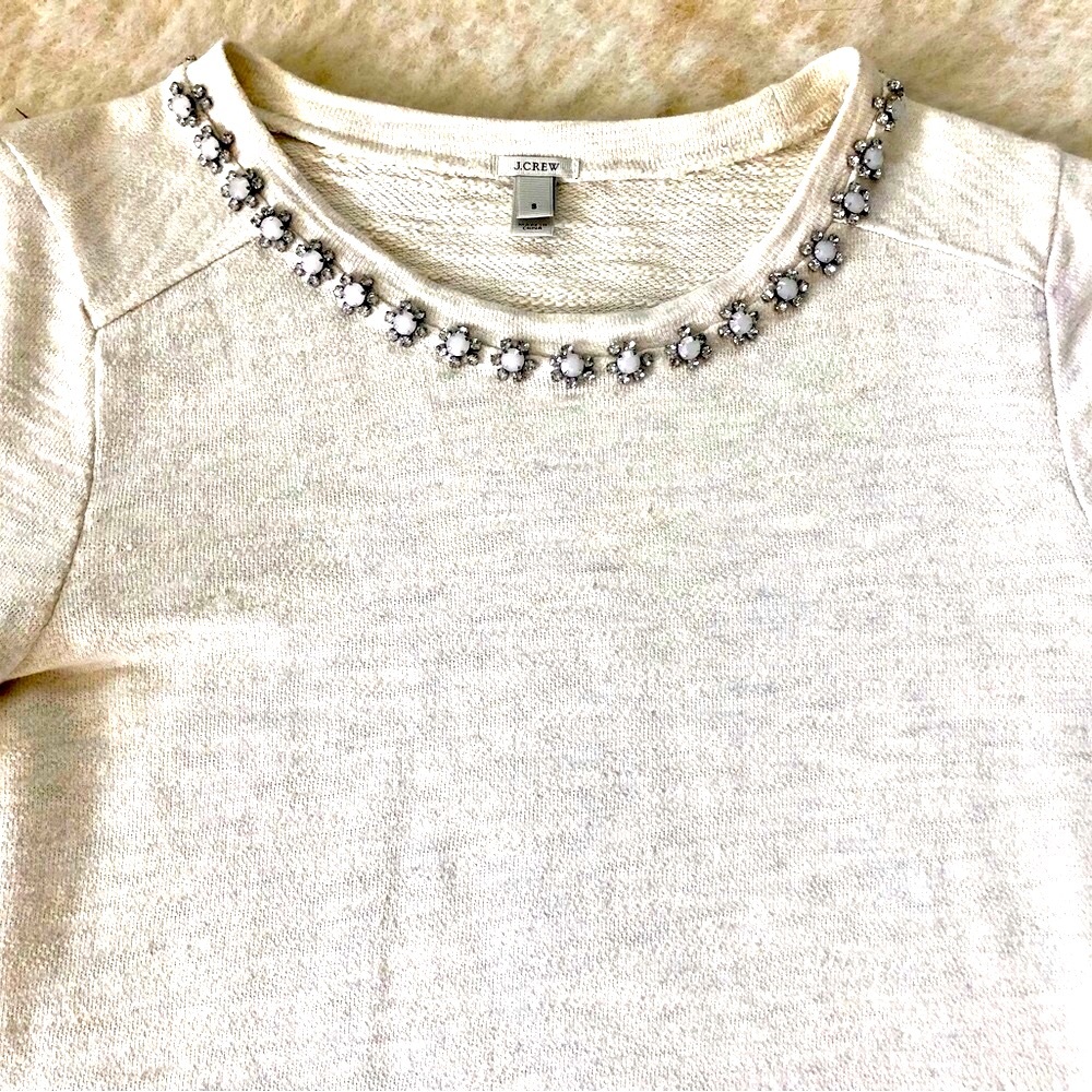 J. Crew long sleeve beige embellished top S